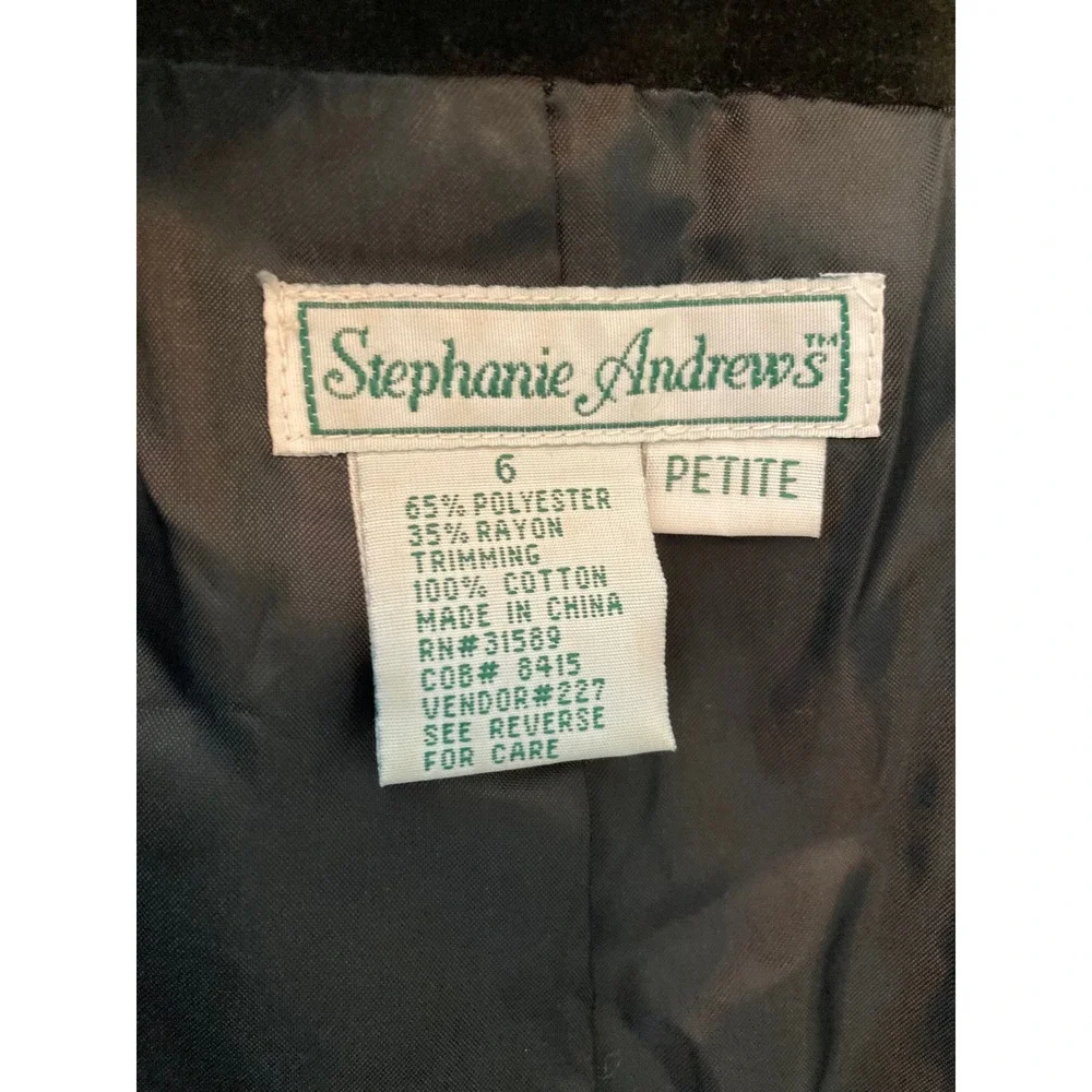 Stephanie Andrews Black Watch Plaid Longline Blazer Coat Velvet Collar 6 Petite